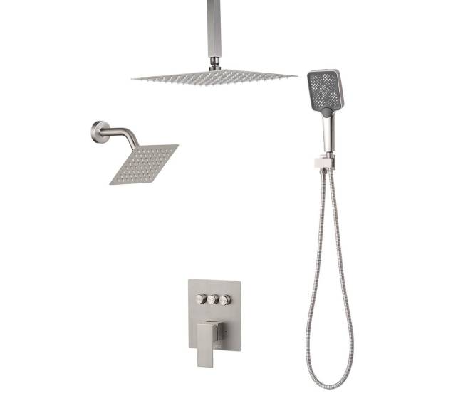 Lietaus dušo sistema su sieniniu ir lubiniu galvutėmis10