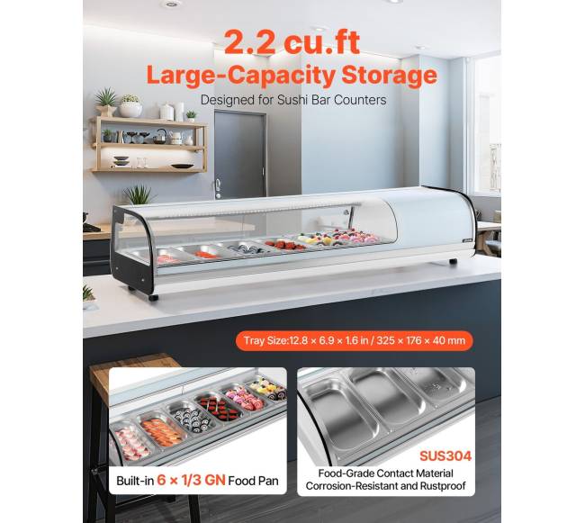 Sushi vitrina su šaldytuvu, 62 L komercinė1