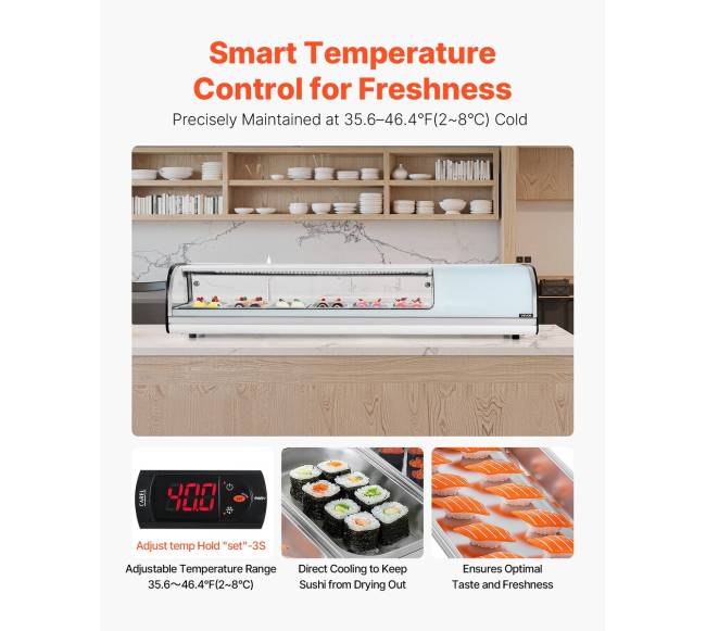 Sushi vitrina su šaldytuvu, 62 L komercinė3