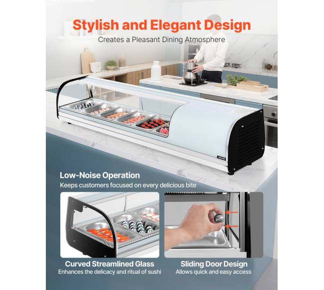 Sushi vitrina su šaldytuvu, 62 L komercinė4