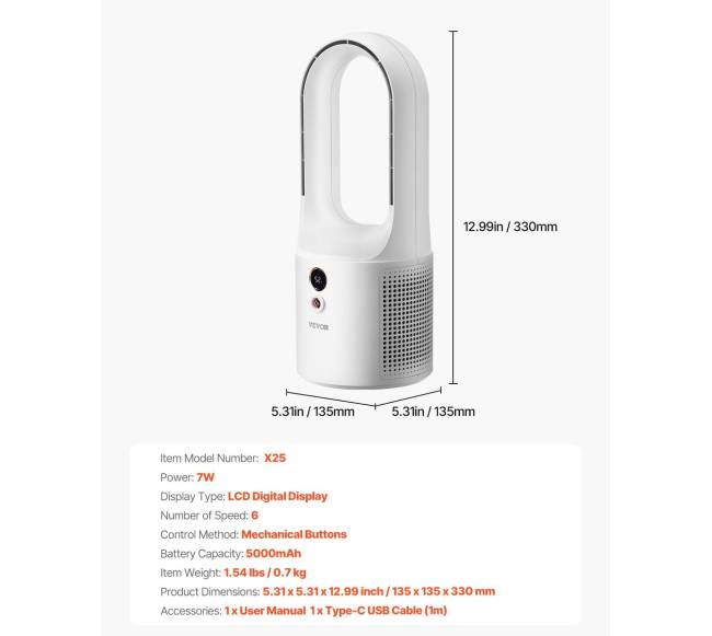Bekratinis stalo ventiliatorius, 33 cm, 6 greičiai6