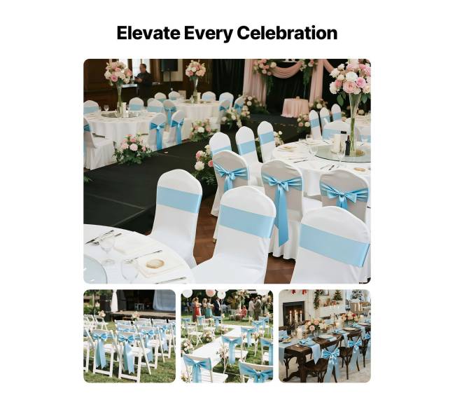 Satininės kėdės juostos mėlynos 100 vnt.1