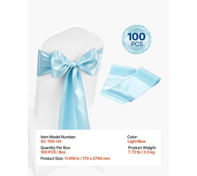 Satininės kėdės juostos mėlynos 100 vnt.6