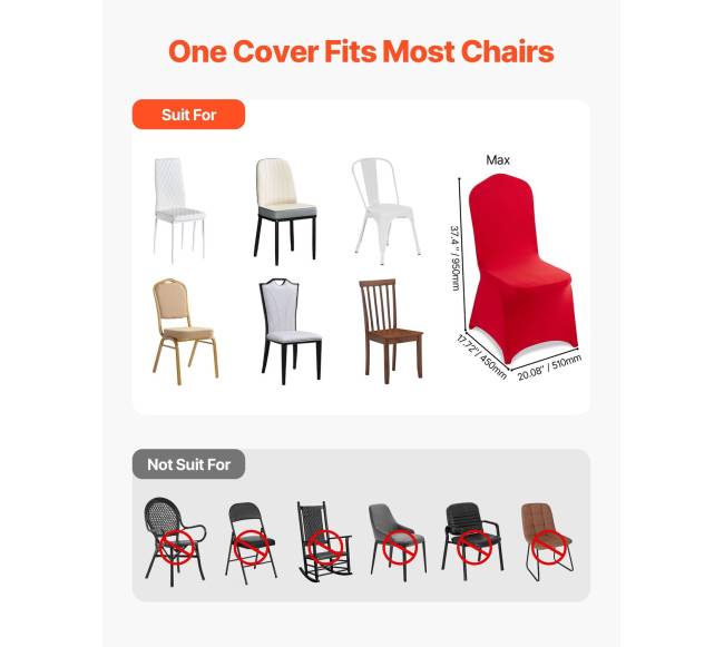 Raudonos elastinės kėdės užvalkalai, 50 vnt.3