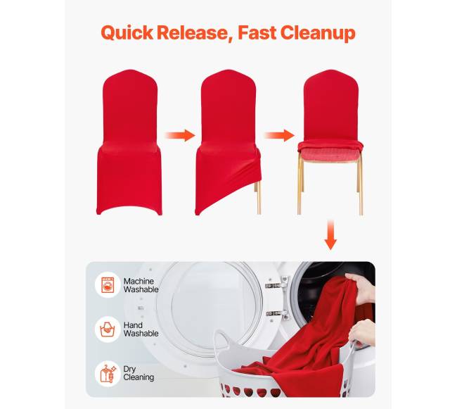 Raudonos elastinės kėdės užvalkalai, 50 vnt.4