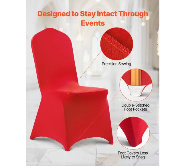 Raudonos elastinės kėdės užvalkalai, 50 vnt.5