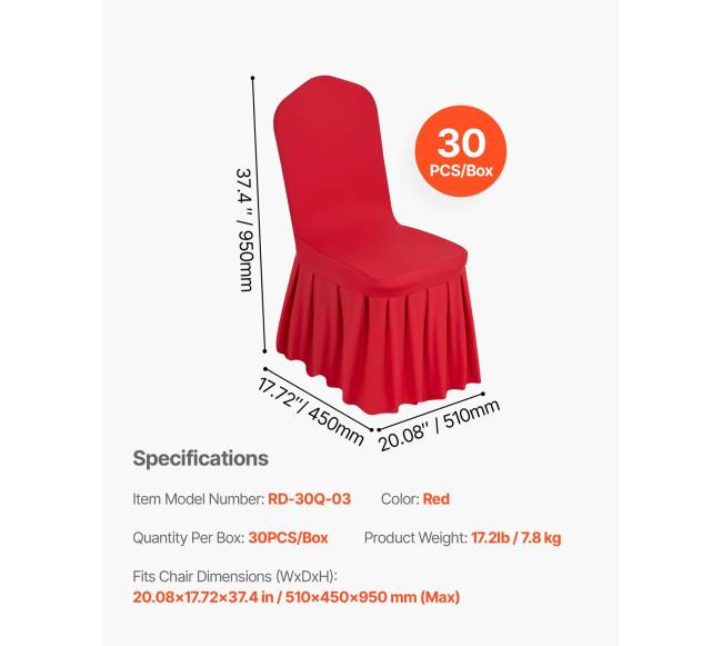 Raudonos kėdžių užvalkalai, 30 vnt.6