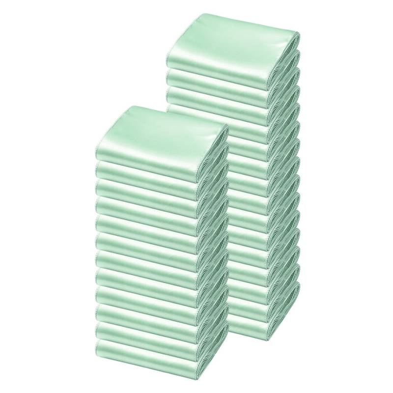 Šviesiai žali satininiai kėdžių kaspinai0