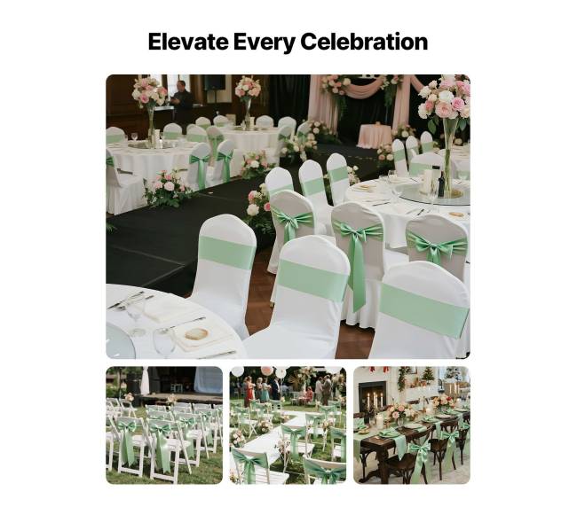 Šviesiai žali satininiai kėdžių kaspinai1