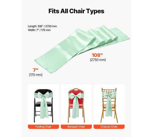 Šviesiai žali satininiai kėdžių kaspinai5