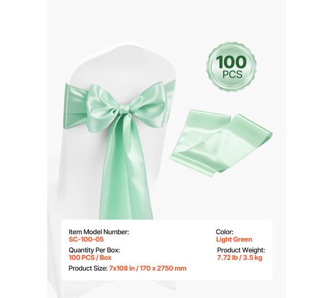 Šviesiai žali satininiai kėdžių kaspinai6