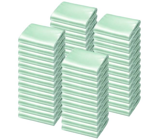 Šviesiai žali satininiai kėdžių kaspinai8