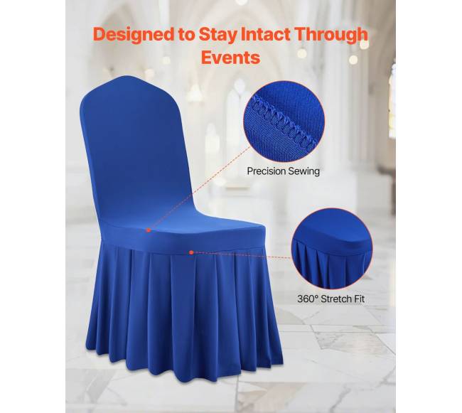 30 mėlynos kėdžių uždangos, elastinės poliesterio5