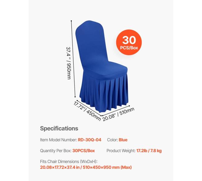 30 mėlynos kėdžių uždangos, elastinės poliesterio6
