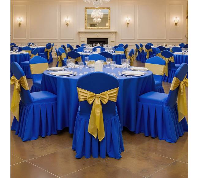 30 mėlynos kėdžių uždangos, elastinės poliesterio7