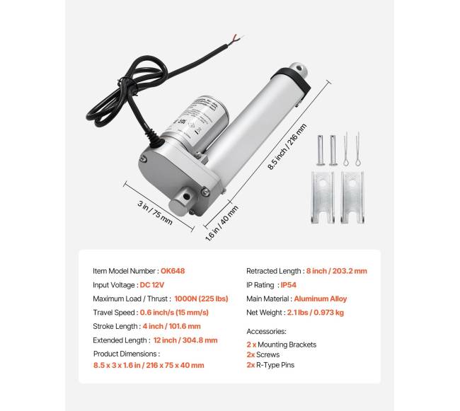 12V linijinis pavaras, 102 mm eiga6