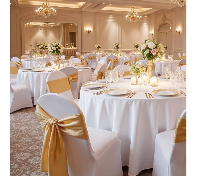 150 vienetų baltos kėdės užvalkalai7