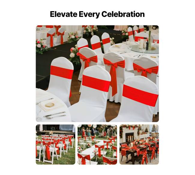 Satino kėdžių kaspinai, raudoni1