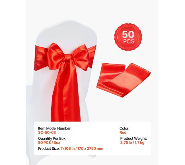 Satino kėdžių kaspinai, raudoni6