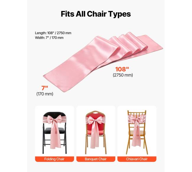 Satininės kėdžių juostos, 100 vnt.5