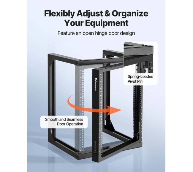 12U sieninis serverių stovas, 68 kg talpumas, atviras rėmas1