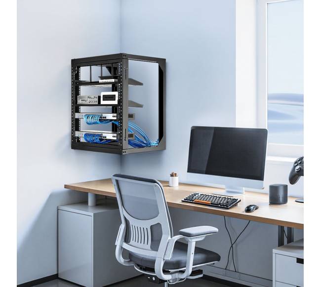 12U sieninis serverių stovas, 68 kg talpumas, atviras rėmas7