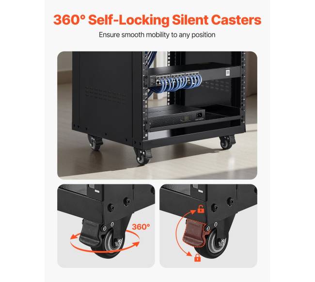 16U serverių stovas su užrakinamais ratukais4