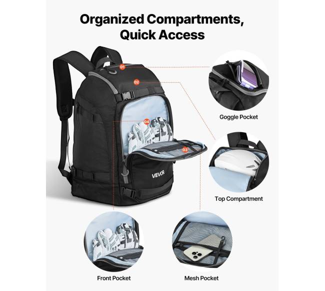 Slidžių batų krepšys 55L su oro sąlygoms atspariu išoriniu ir dugnu2