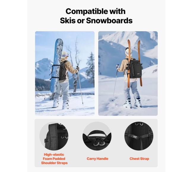 Slidžių batų krepšys 55L su oro sąlygoms atspariu išoriniu ir dugnu6