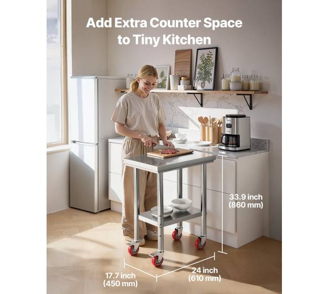 Nerūdijančio plieno darbo stalas ant ratukų1