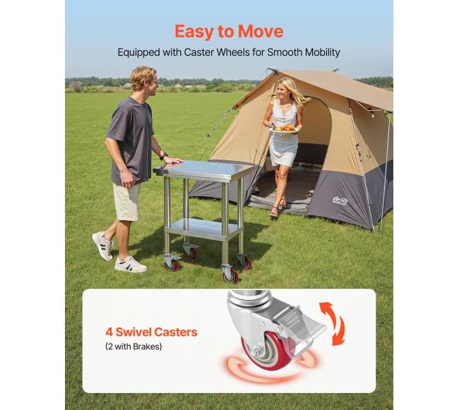 Nerūdijančio plieno darbo stalas ant ratukų4