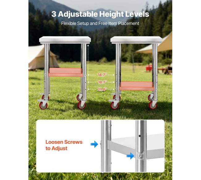 Nerūdijančio plieno darbo stalas ant ratukų5