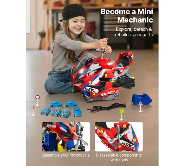 Žaislinis motociklo variklis su šviesomis ir garsais2