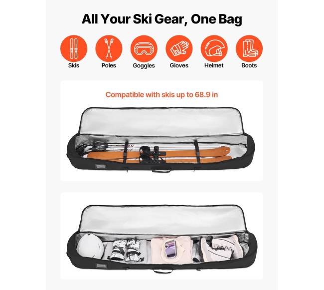 Vandeniui atsparus 165 cm snieglenčių krepšys1