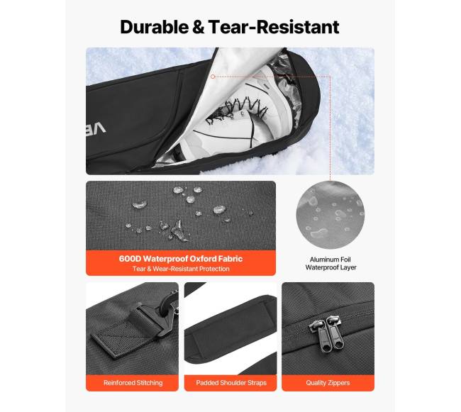 Vandeniui atsparus 165 cm snieglenčių krepšys2