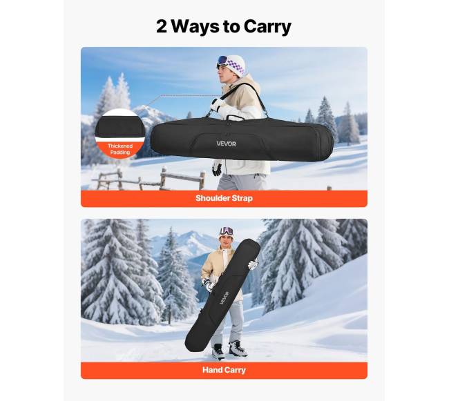 Vandeniui atsparus 165 cm snieglenčių krepšys3