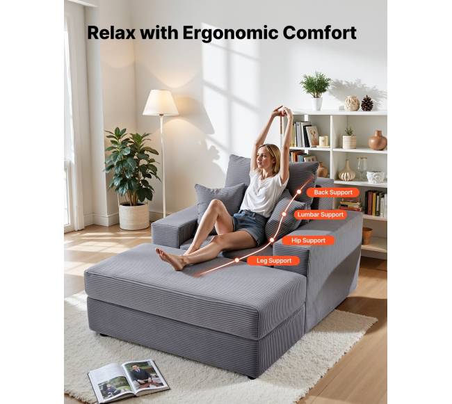 Pilka šezlonginė kėdė su pagalvėmis1