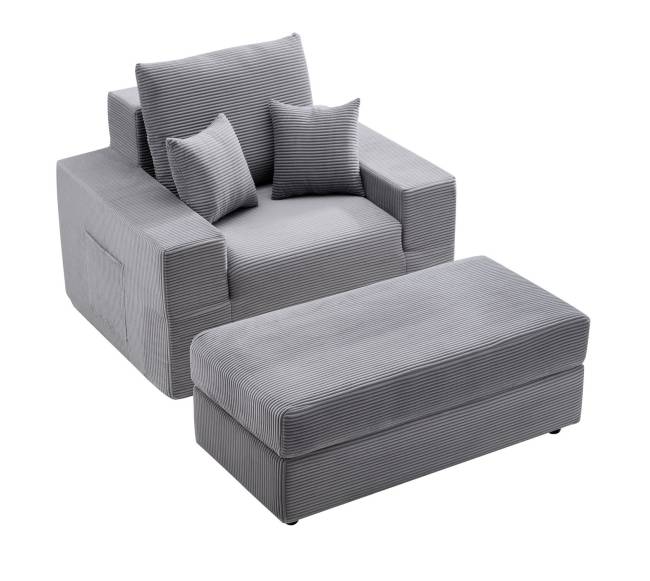 Pilka šezlonginė kėdė su pagalvėmis8