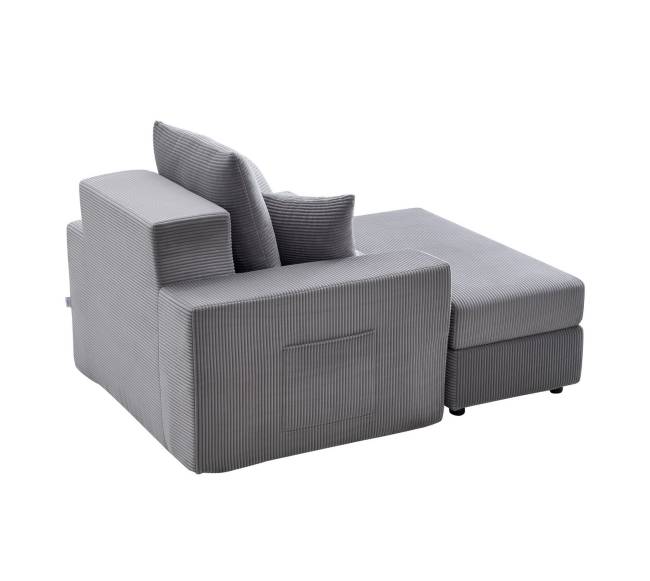 Pilka šezlonginė kėdė su pagalvėmis9