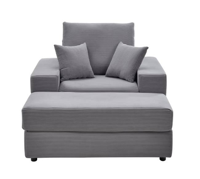 Pilka šezlonginė kėdė su pagalvėmis10