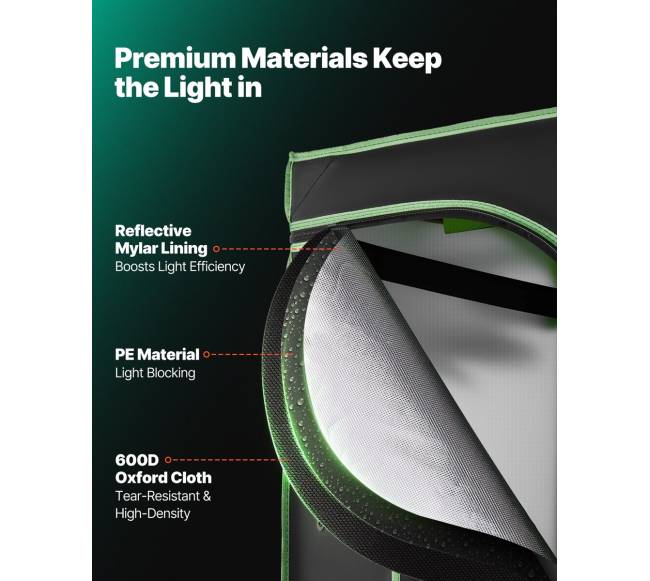 Vidaus augimo palapinė, 60 x 60 x 180 cm2