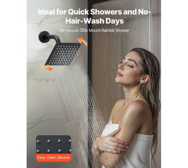 Matinė juoda dušo sistema su lietaus efektu5