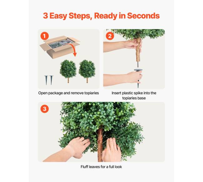 Dirbtiniai buksmedžių medeliai su įtvirtinimu, 2 vnt.3