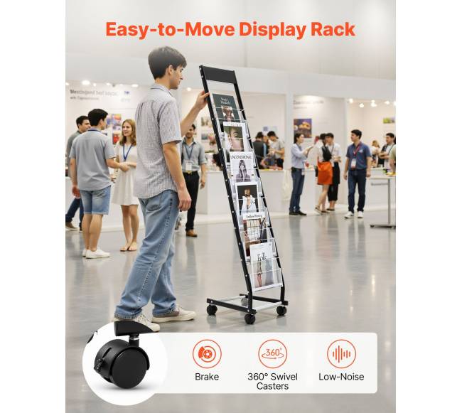 Brošiūrų stovas su ratais, 6 lentynos3