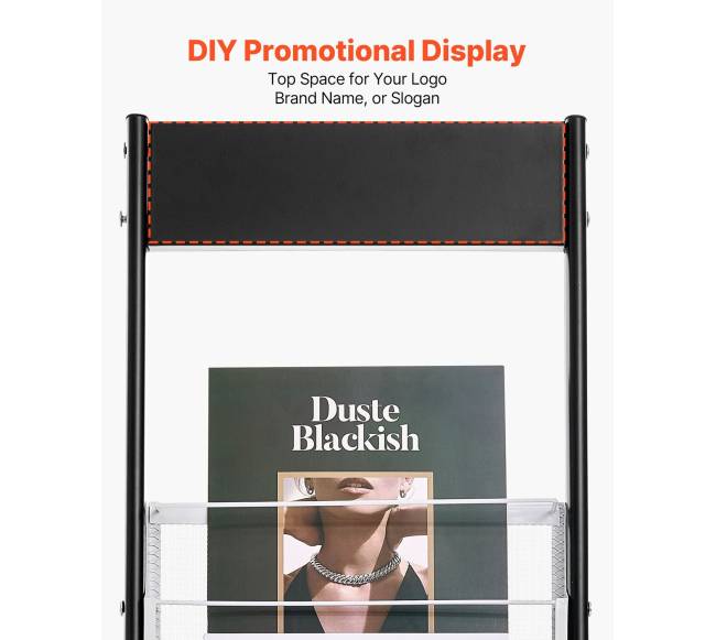 Brošiūrų stovas su ratais, 6 lentynos4