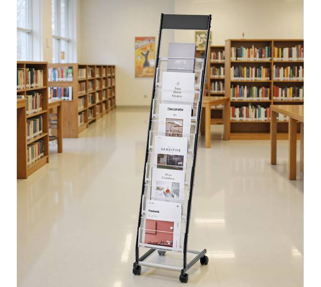 Brošiūrų stovas su ratais, 6 lentynos7