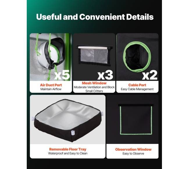 Vidinis auginimo tentas 100 x 100 x 200 cm5