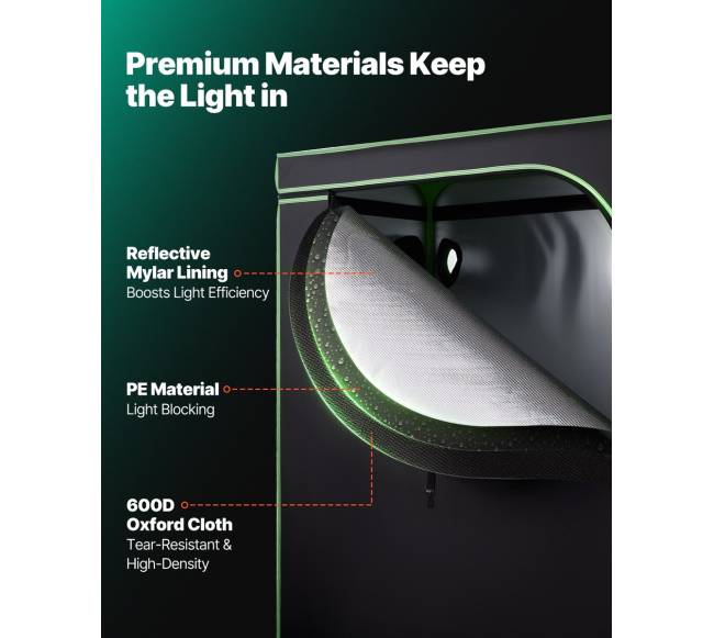 Vidinis auginimo tentas su langu 120x60x180 cm2