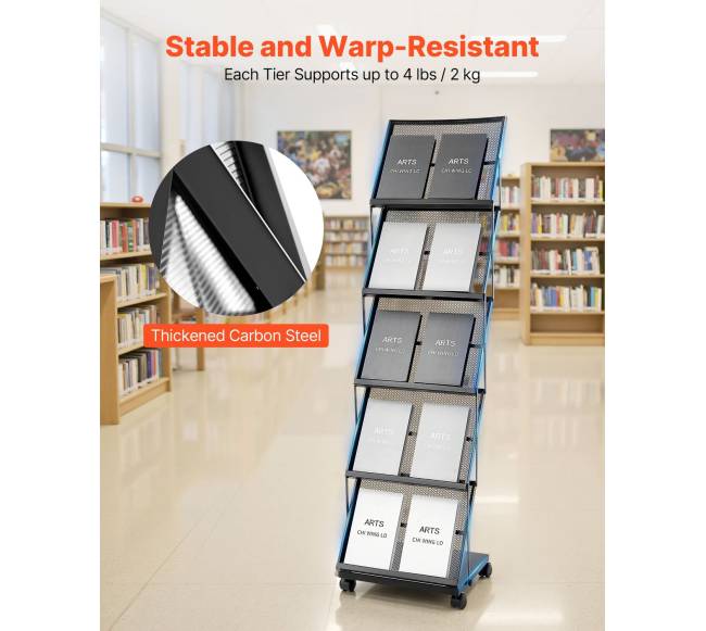 Sulankstomas brošiūrų laikiklis su ratukais2