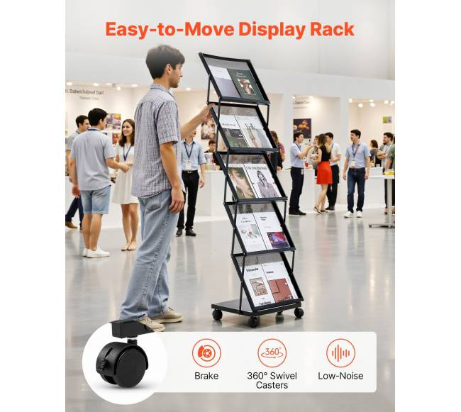 Sulankstomas brošiūrų laikiklis su ratukais3